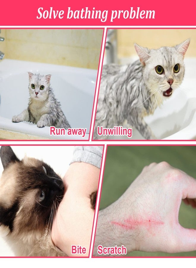 Catcan Cat Bathing Bag, Breathable Mesh Cat Shower Bag Anti Scratch Adjustable Cat Grooming Bag for Nail Trimming Polyester Soft Washing Bag - Image 5